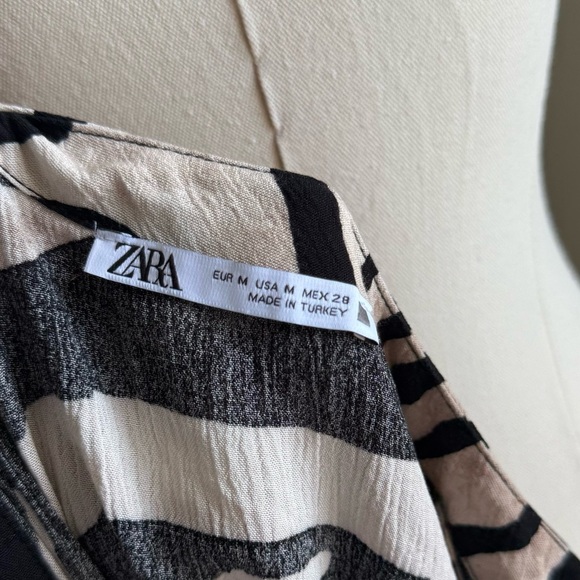 Zara Brown and Black Flowy Animal Print Button Up Long Sleeve Shirt Size Medium - Picture 13 of 13